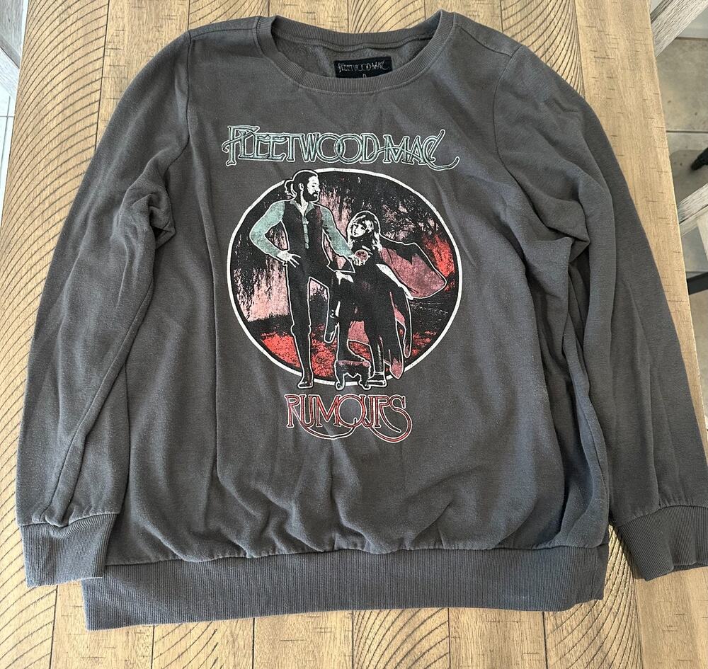 Fleetwood Mac Band Sweatshirt Gray Size 0 Graphic Pullover Rock Tour Tee Defect